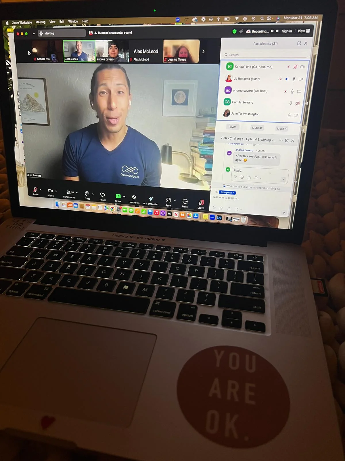 JJ Ruescas leading a breathing session